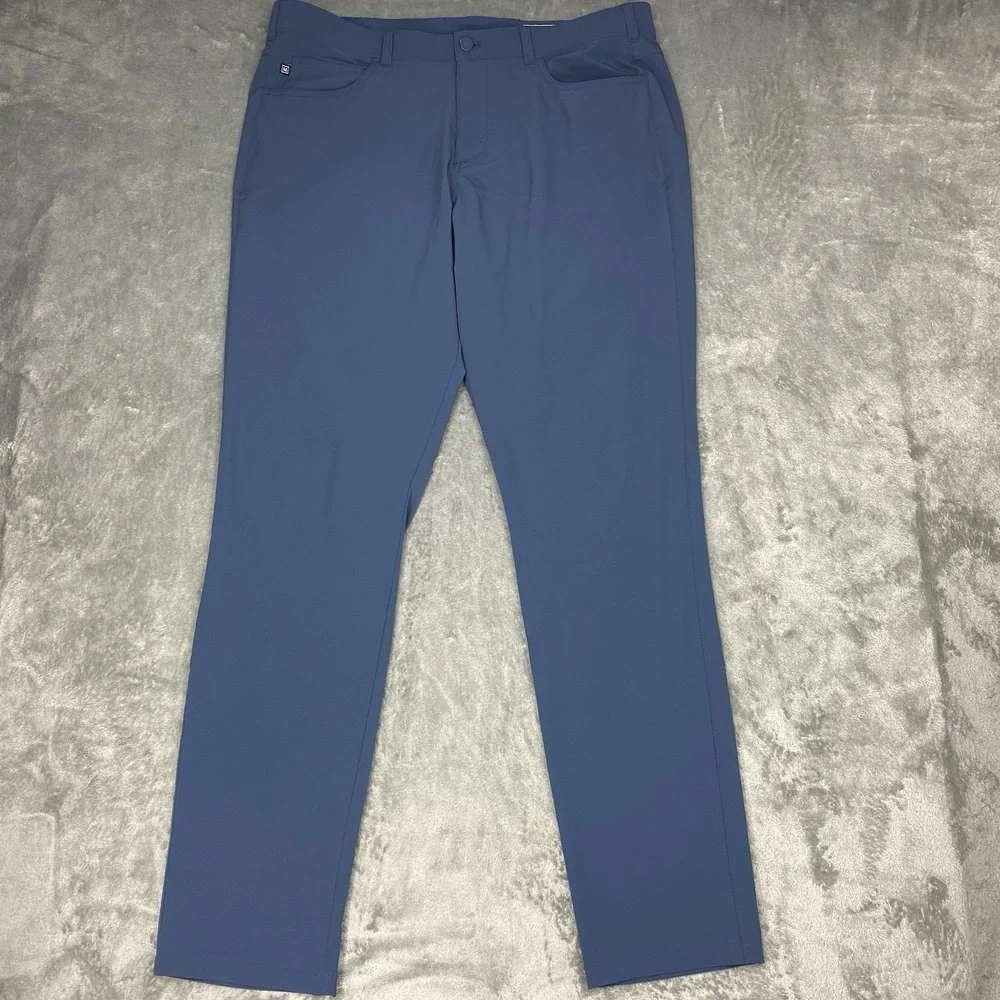 Mizzen+Main Helmsman Pants Mens Size 38x34‎ Blue Slim Performance Stretch Chino